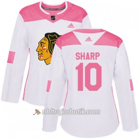 Dame Ishockey Chicago Blackhawks Tröja Patrick Sharp 10 Adidas 2017-2018 Vit Rosa Fashion Authentic